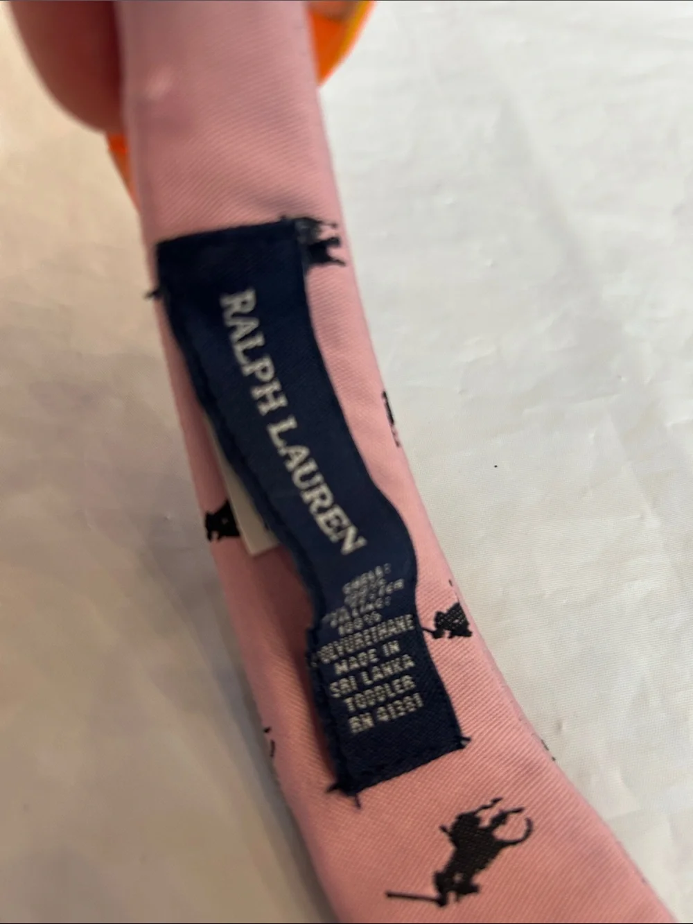 Ralph Lauren Pale Pink Satin Headband with Black Pony Print